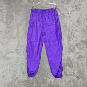 Casual Isle Track Pants Womens Medium Purple Vintage Nylon Ankle Zip Joggers